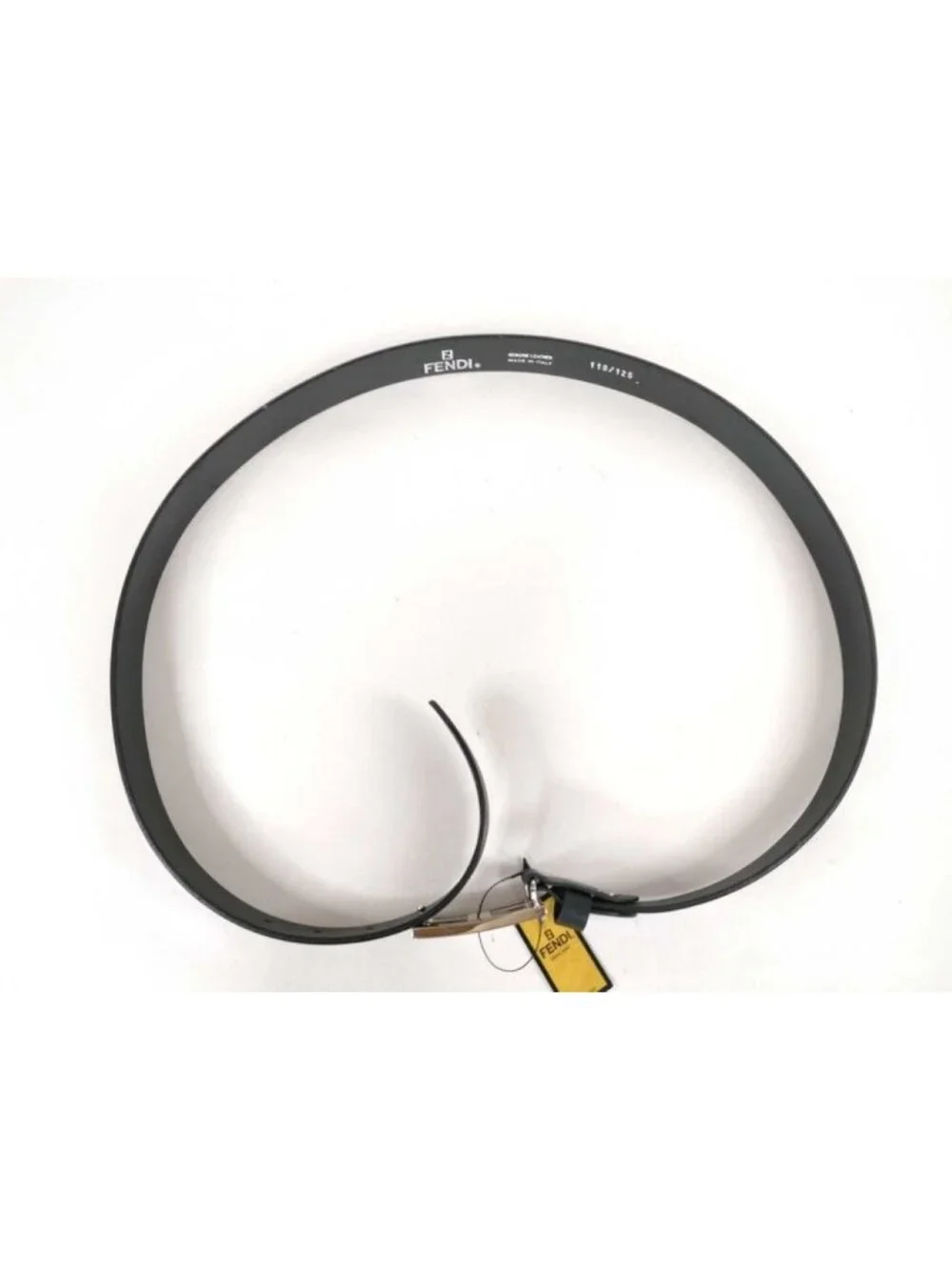 Fendi Belt Black Leather FF Silver